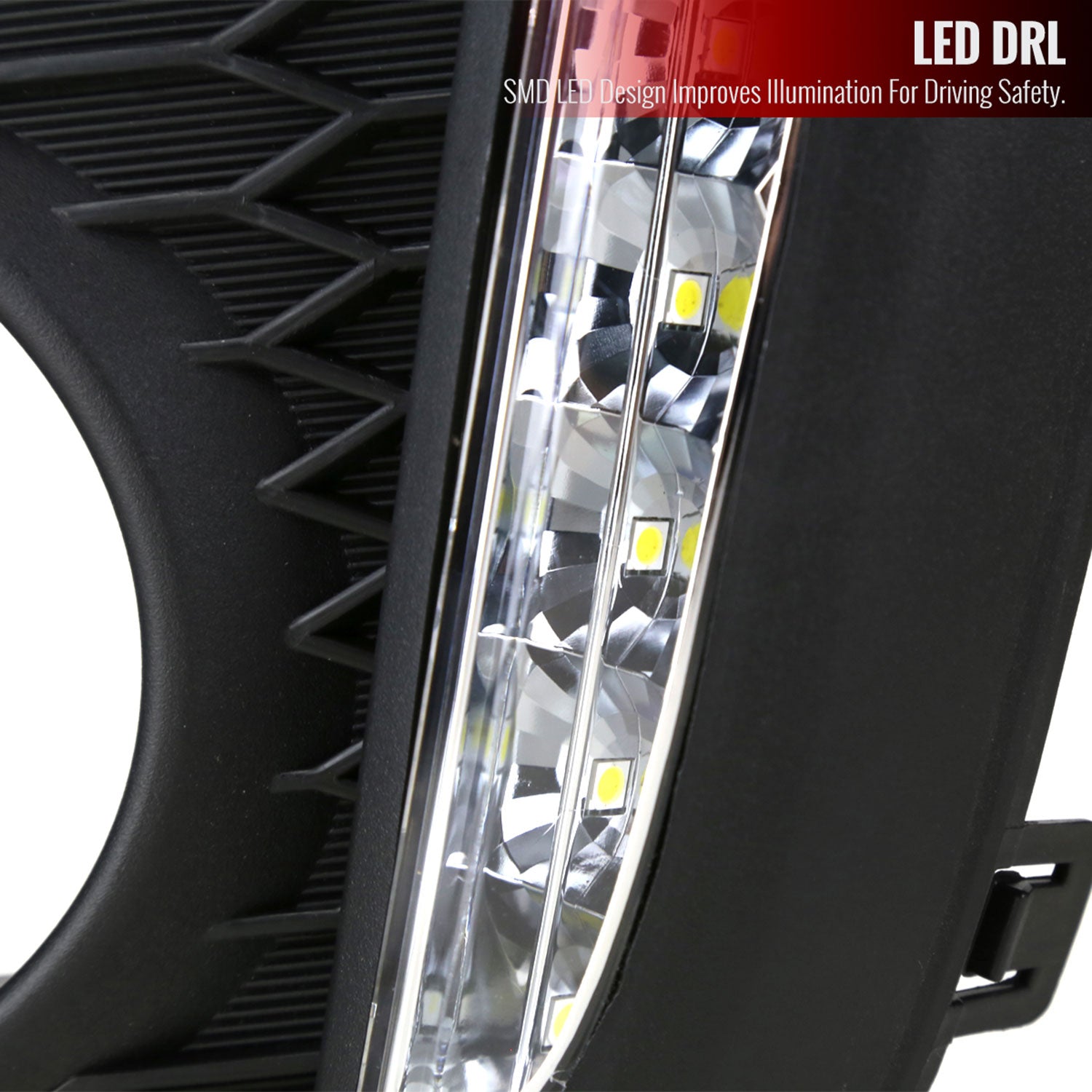 2015-2017 Honda Fit 12V/55W H11 Fog Lights w/ LED Light Strip Chrome/Clear