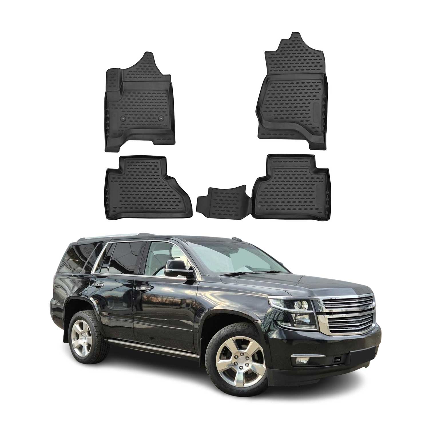2015-2020 Chevrolet Tahoe Floor Mats Liners Full Set All Weather Black
