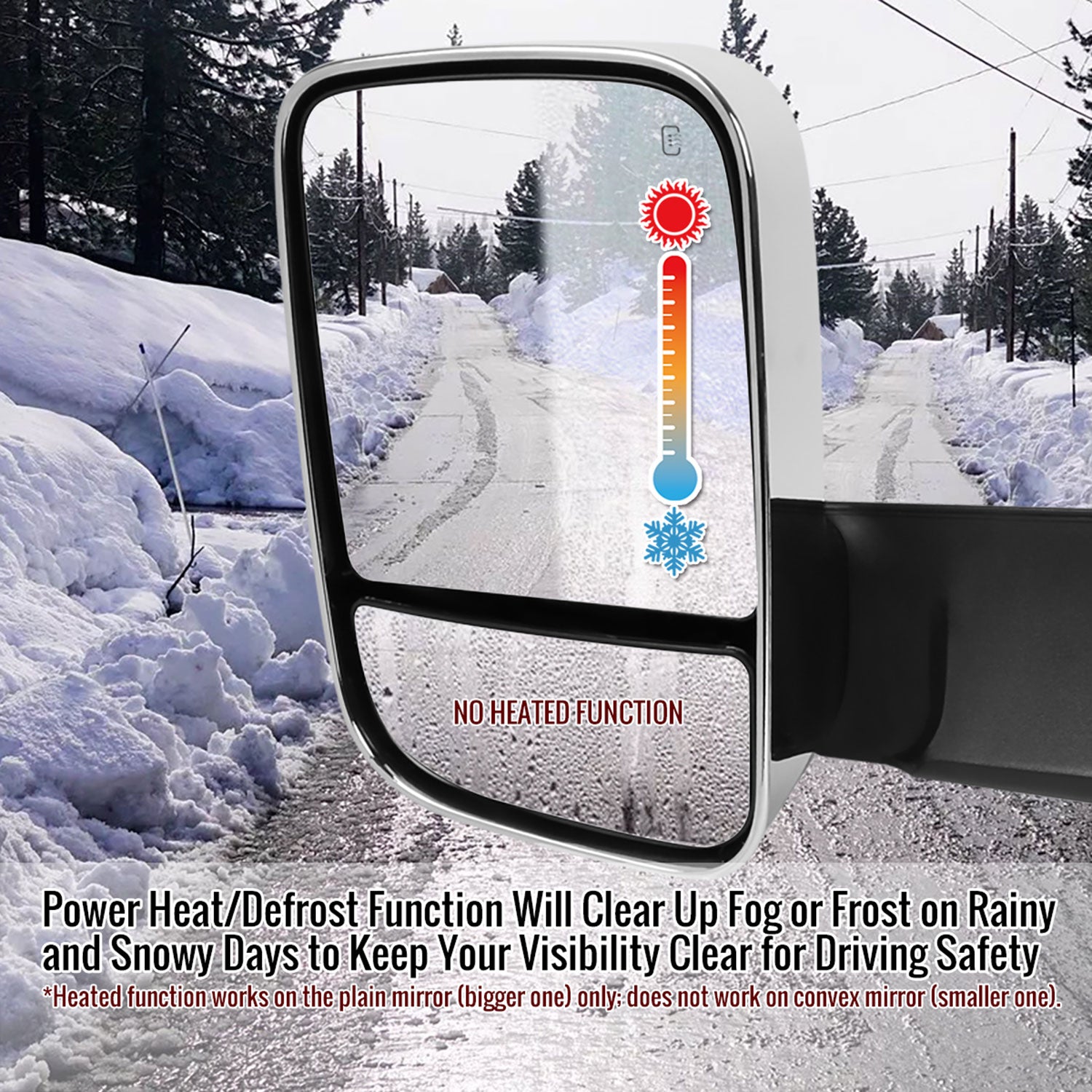 2009-2012 Dodge RAM 1500 Foldable Heated & Manual Chrome Towing Mirrors Clear