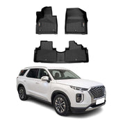 2020-2025 Hyundai Palisade Premium Floor Mats Liners First and Second Row Set Black