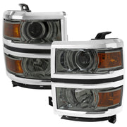 2014-2015 Chevy Silverado 1500 Projector Headlights Trim Chrome/Light Smoke