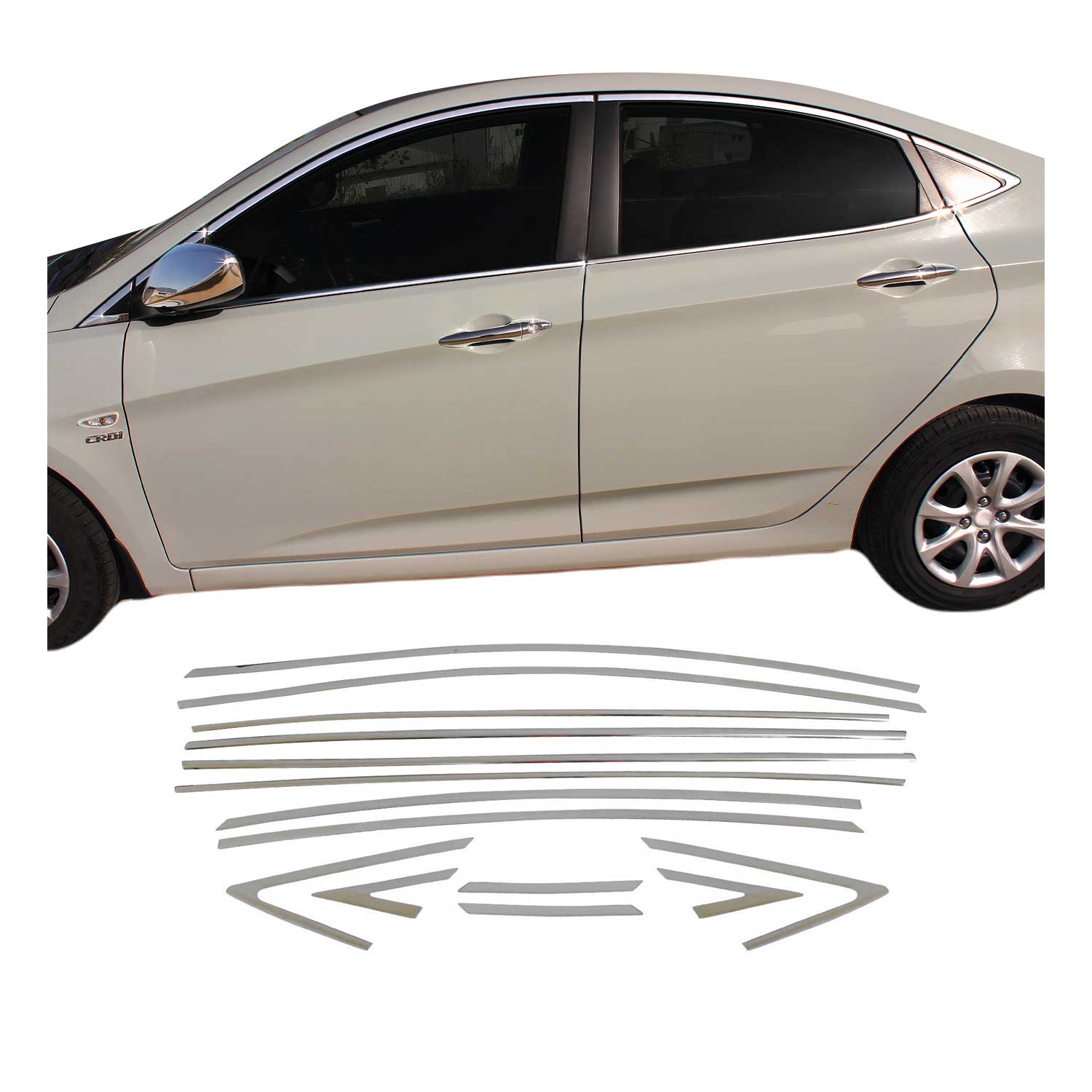 2012-2017 Hyundai Accent Sedan Window Molding Trim Streamer Stainless Steel