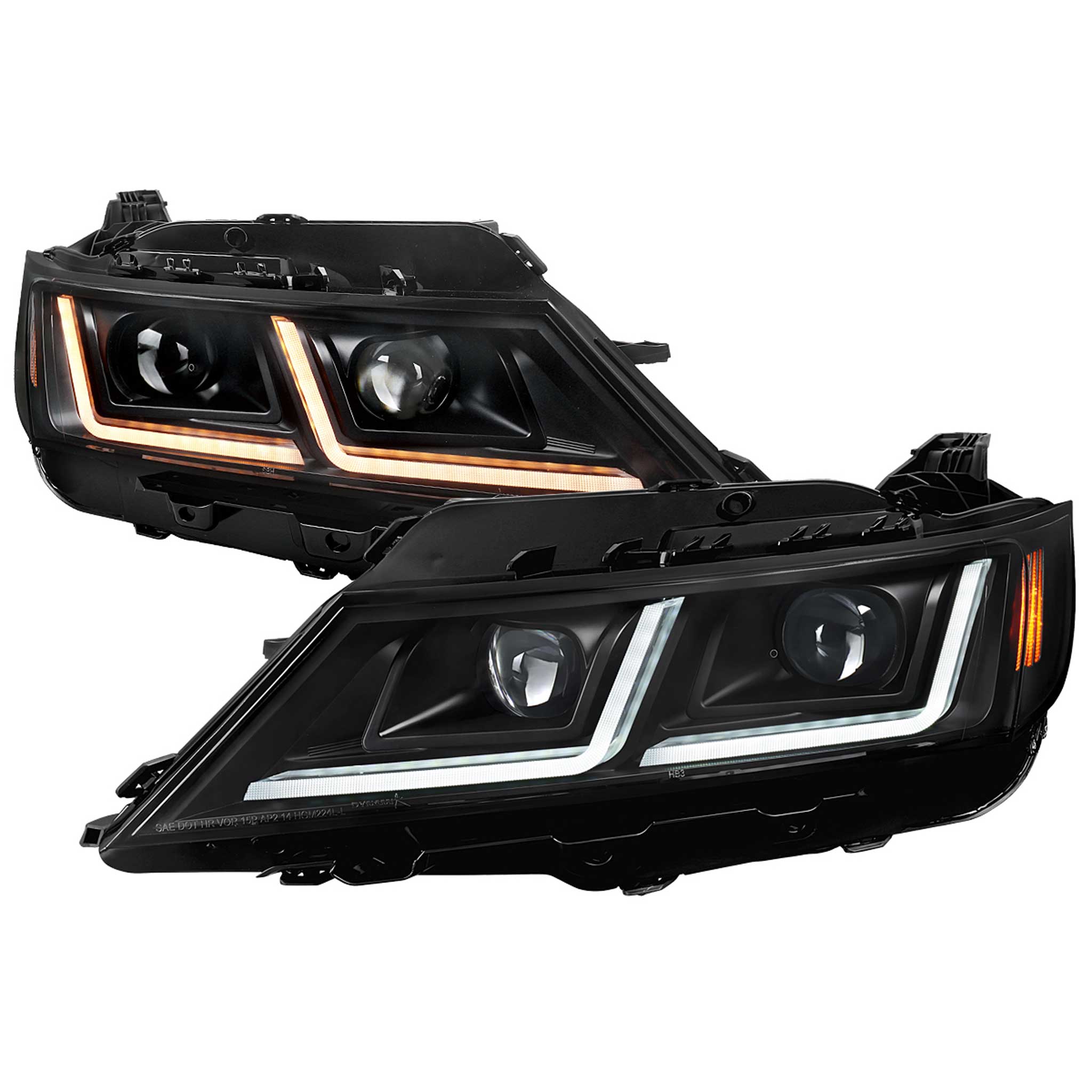 For Chevrolet Impala 2014-2020 LED DRL Sequential Projector Headlights Matte Black Housing Clear Lens