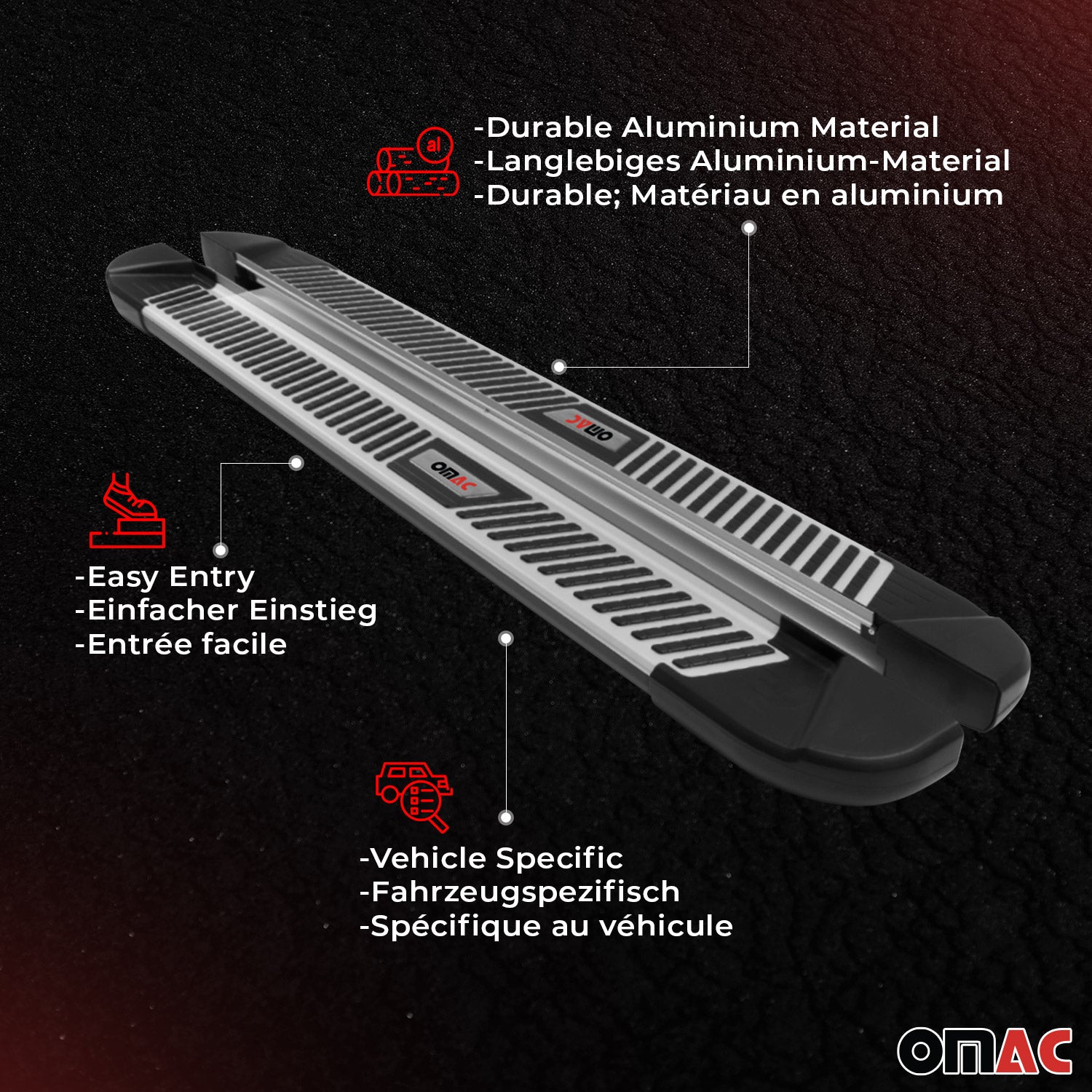 Side Step Running Board for Volkswagen Tiguan 2018-2024 Aluminium Gray Black 2x