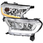 2019-2022 Ford Ranger Switchback LED Bar Projector Headlights Chrome