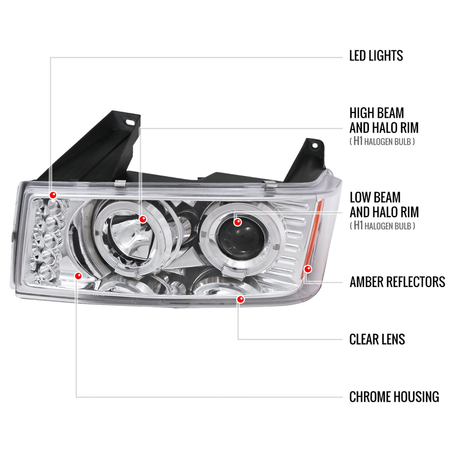 2004-2012 Chevy Colorado/GMC Canyon Headlights Corner Signal Lights Chrome