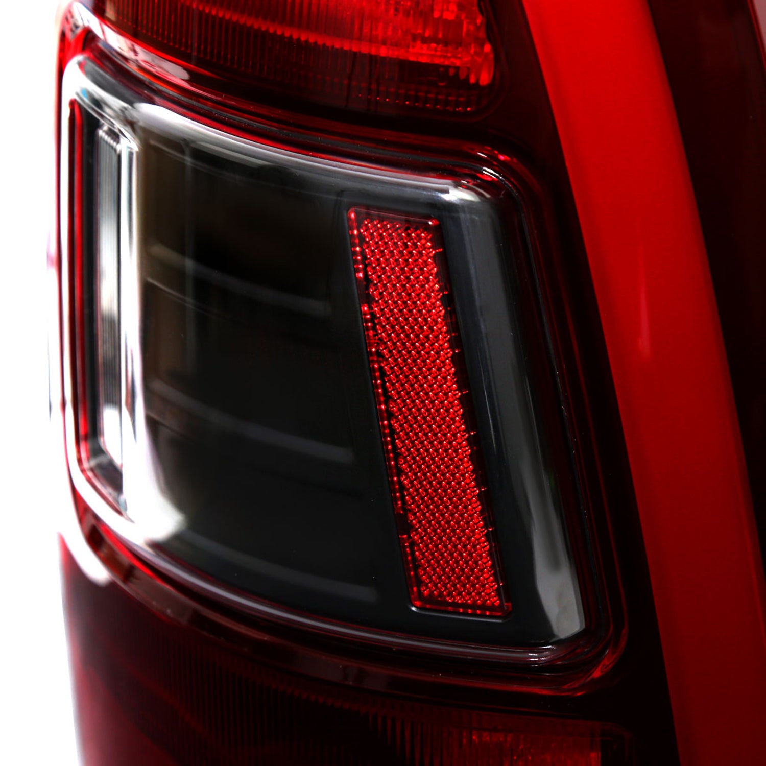 2009-2018 Dodge RAM 1500 2500 3500 LED Bar Tail Lights Matt Black/Red Clear