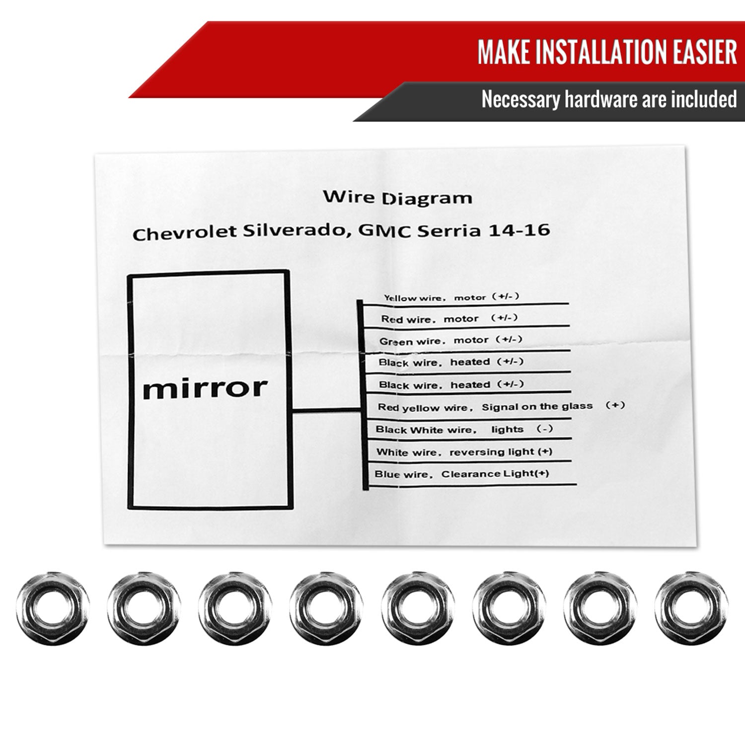 2014-2016 Chevy Silverado/GMC Sierra Heated ATS Manual Towing Mirrors &Amber