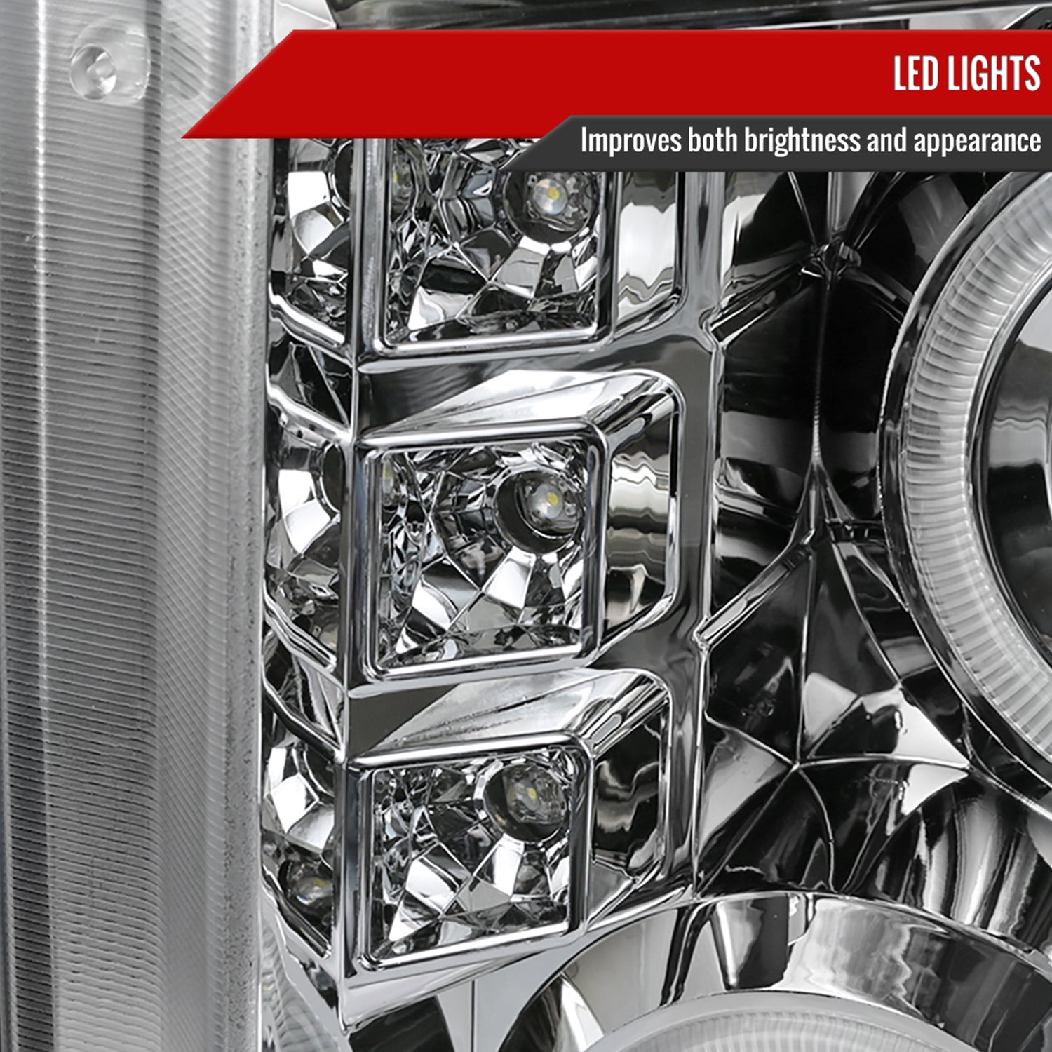 2008-2010 Ford F-250 F-350 F-450 Dual Halo Projector Headlights Chrome/Clear