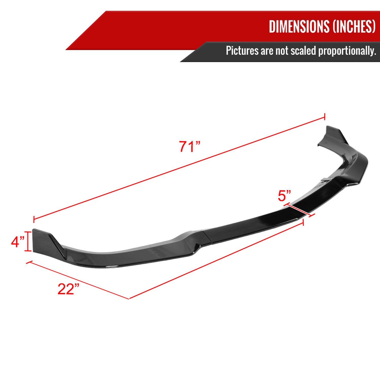 2011-2014 Dodge Charger SRT8 Glossy Black 3PC Front Bumper Lip Splitter Kit