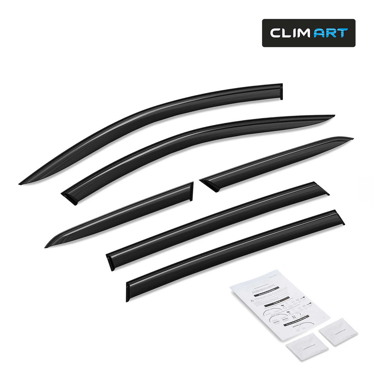 Clim Art Wind Deflectors for Hyundai Santa Fe 2019-2023 Tape-On Dark Smoke 6Pcs