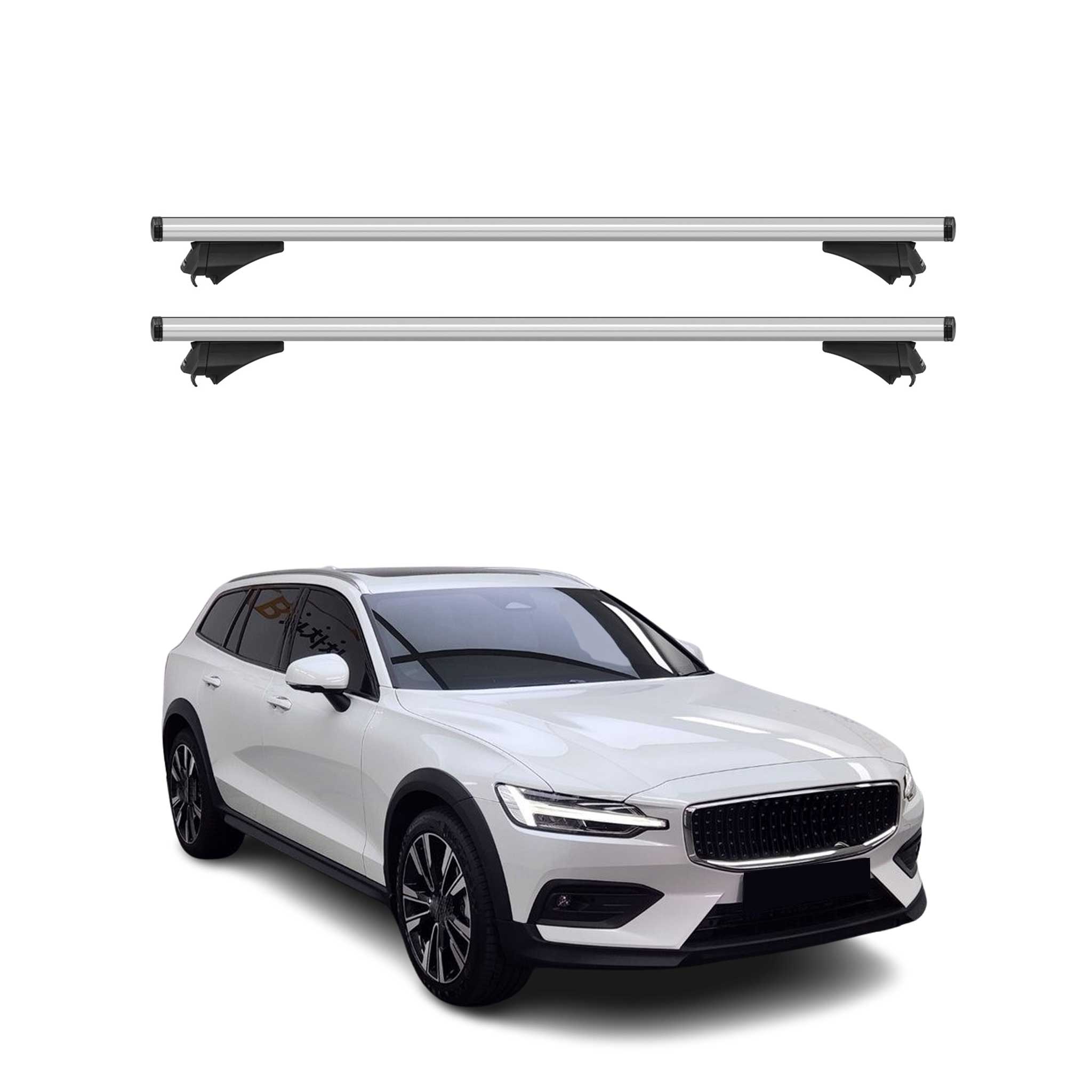 2015-2024 Volvo V60 Cross Country Roof Rack Cross Bars Silver