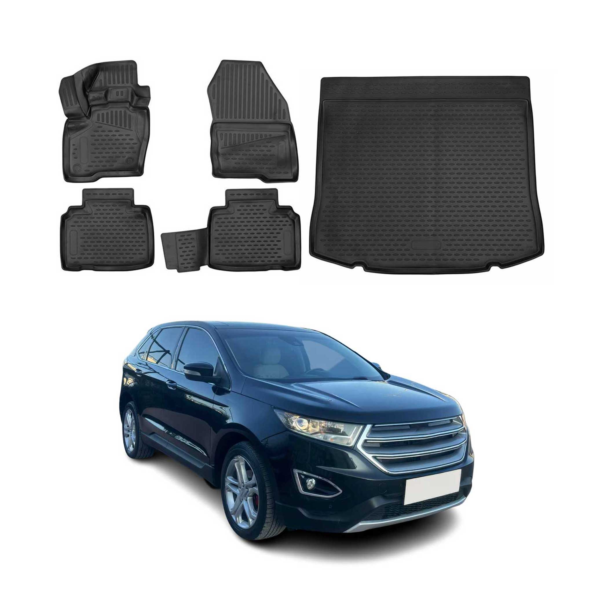 2015-2019 Ford Edge Floor Mats & Cargo Liner Full Set All Weather Black