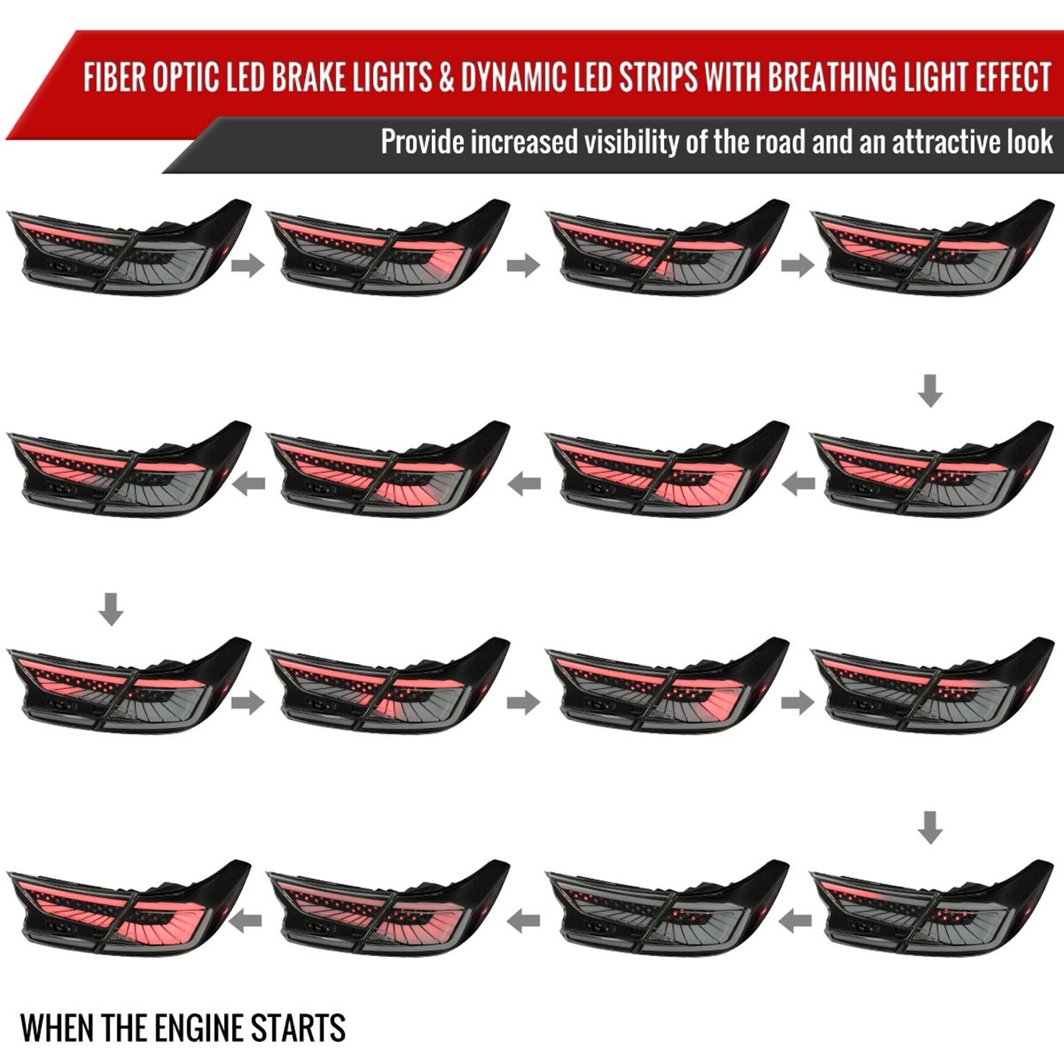 2018-2022 Honda Accord Sedan SQ2 LED Signal Tail Lights Glossy Black/Smoke