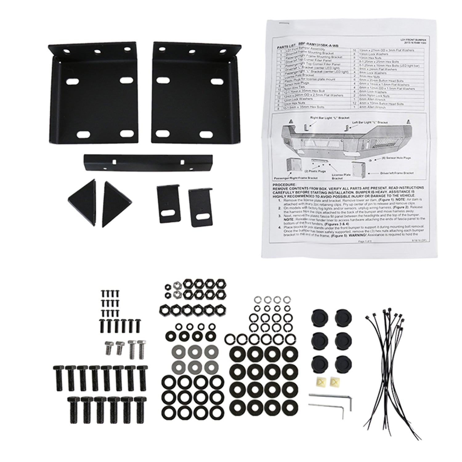 2013-2018 Dodge RAM 1500 /19-2021 Dodge RAM Classic Front Bumper LED Light Ports