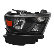 For Dodge RAM 1500 2019-2024 Factory Style Crystal Headlight Passenger Side Only Black Housing Clear Lens