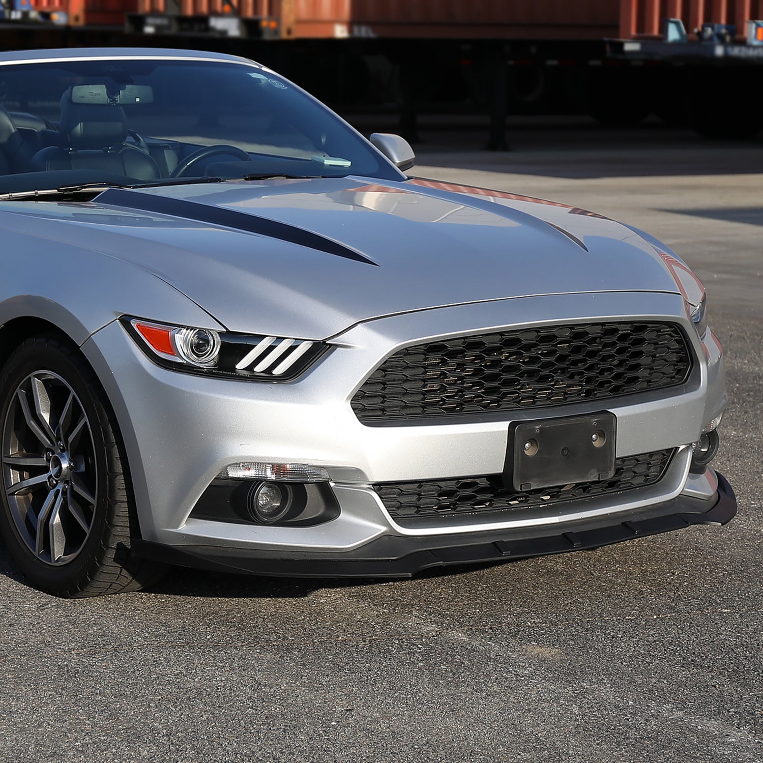 2015-2017 Ford Mustang Matte Black Polypropylene 3Pcs Bumper Lip Spoiler