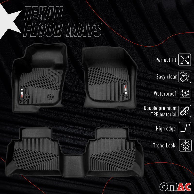 2013-2020 Ford Fusion Sedan Premium Floor Mats Liners First and Second Row Set Black