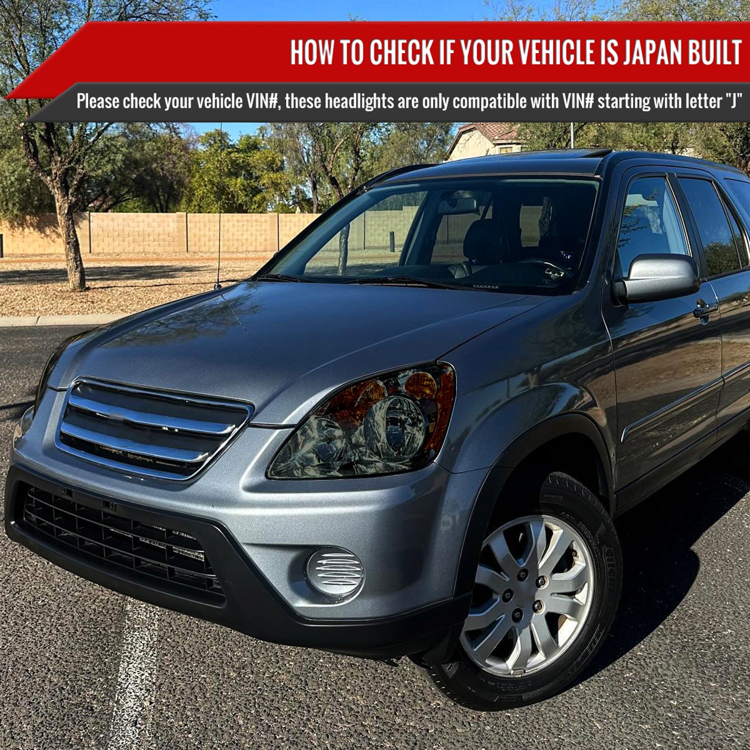 2005-2006 Honda CR-V Factory JP Headlights w/Amber Reflectors Chrome/Smoke