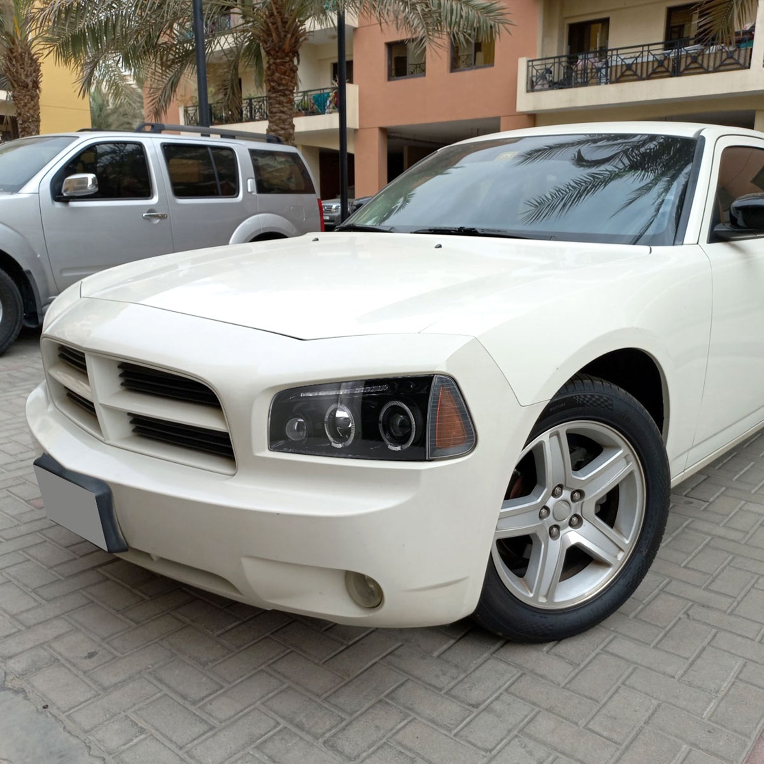 2005-2010 Dodge Charger Dual Halo Projector Headlights Jet Black/Clear Lens