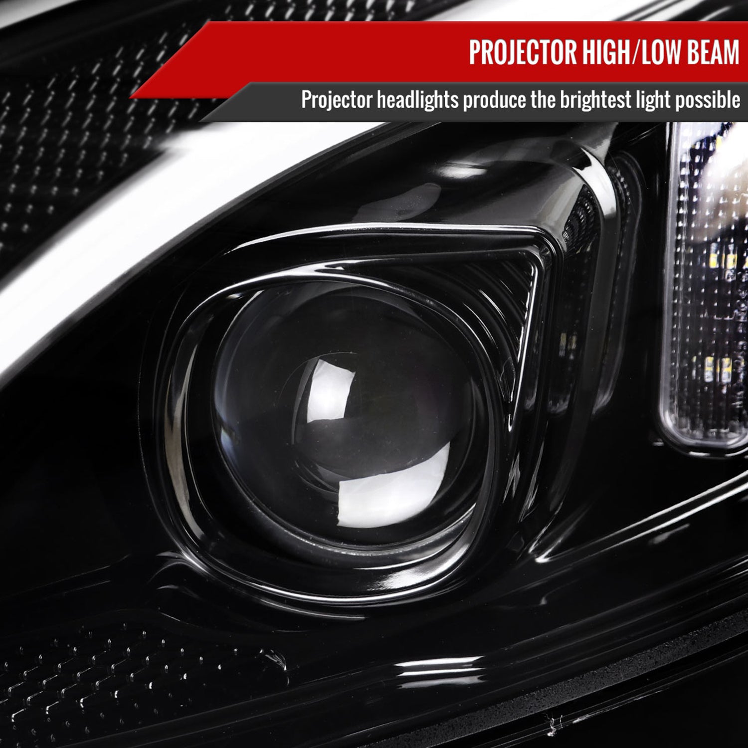 2015-2018 Mercedes-Benz C-Class W205 Signal Projector Headlights Jet Black