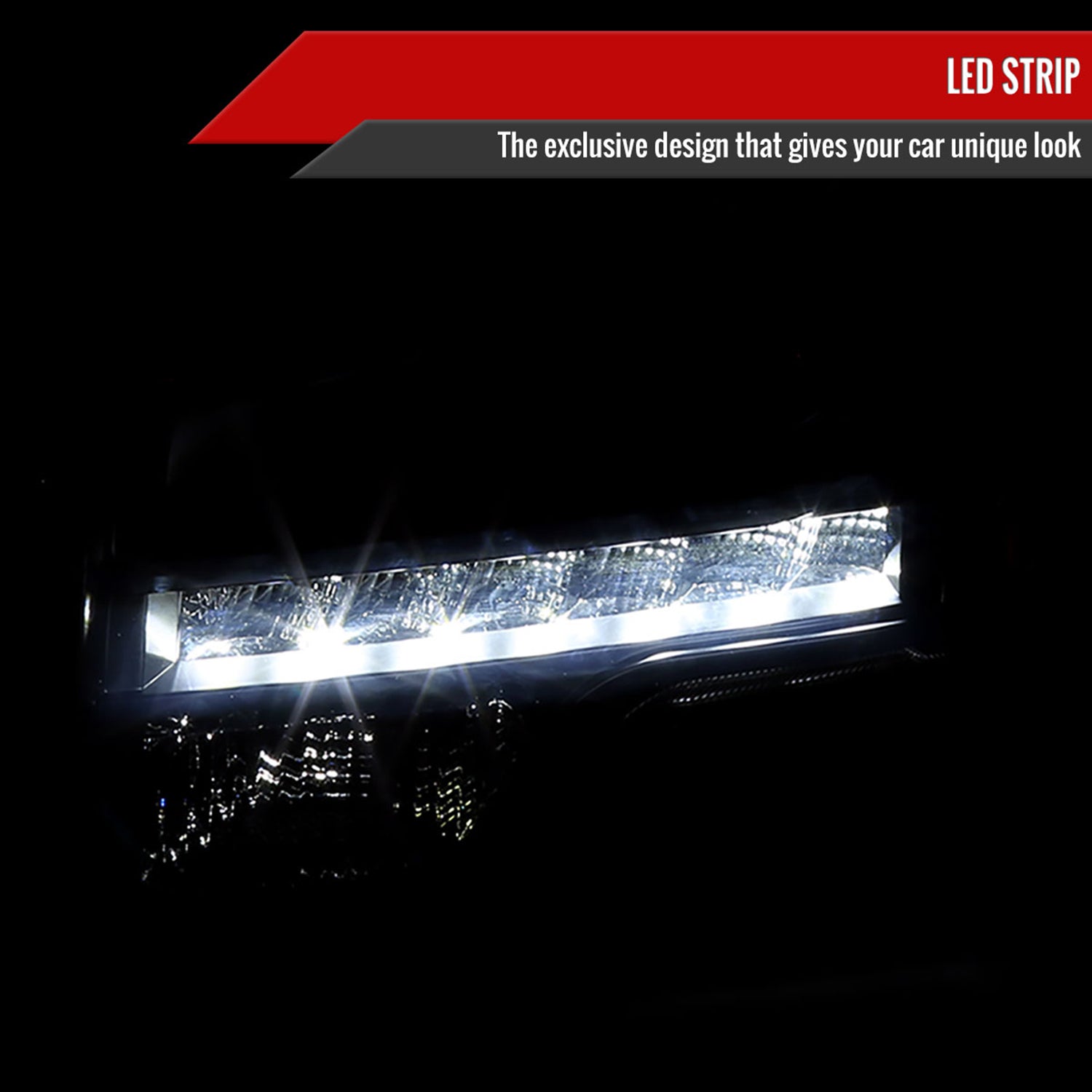 2009-2014 Ford F-150 Projector Headlights w/ LED Light Strip Black/Smoke Lens