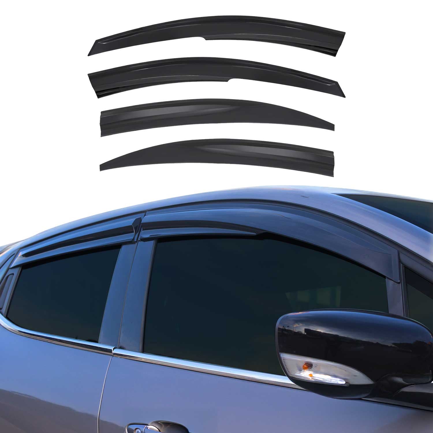 2006-2011 Hyundai Accent Sedan Window Visor Vent Rain Deflector 4Pcs Smoke