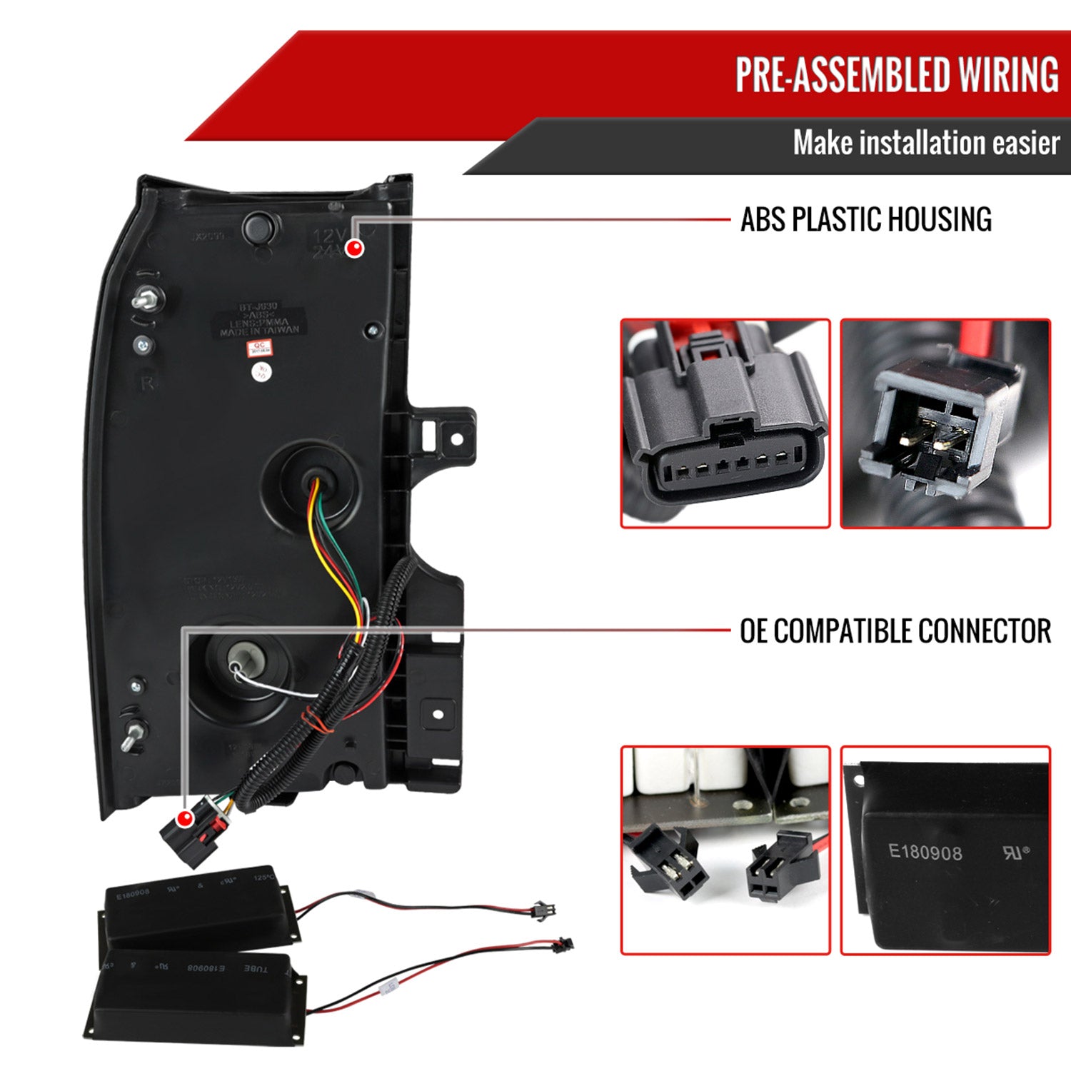 2015-2020 Chevy Tahoe/Suburban LS LT LTZ LED Tail Lights Chrome/Red Smoke