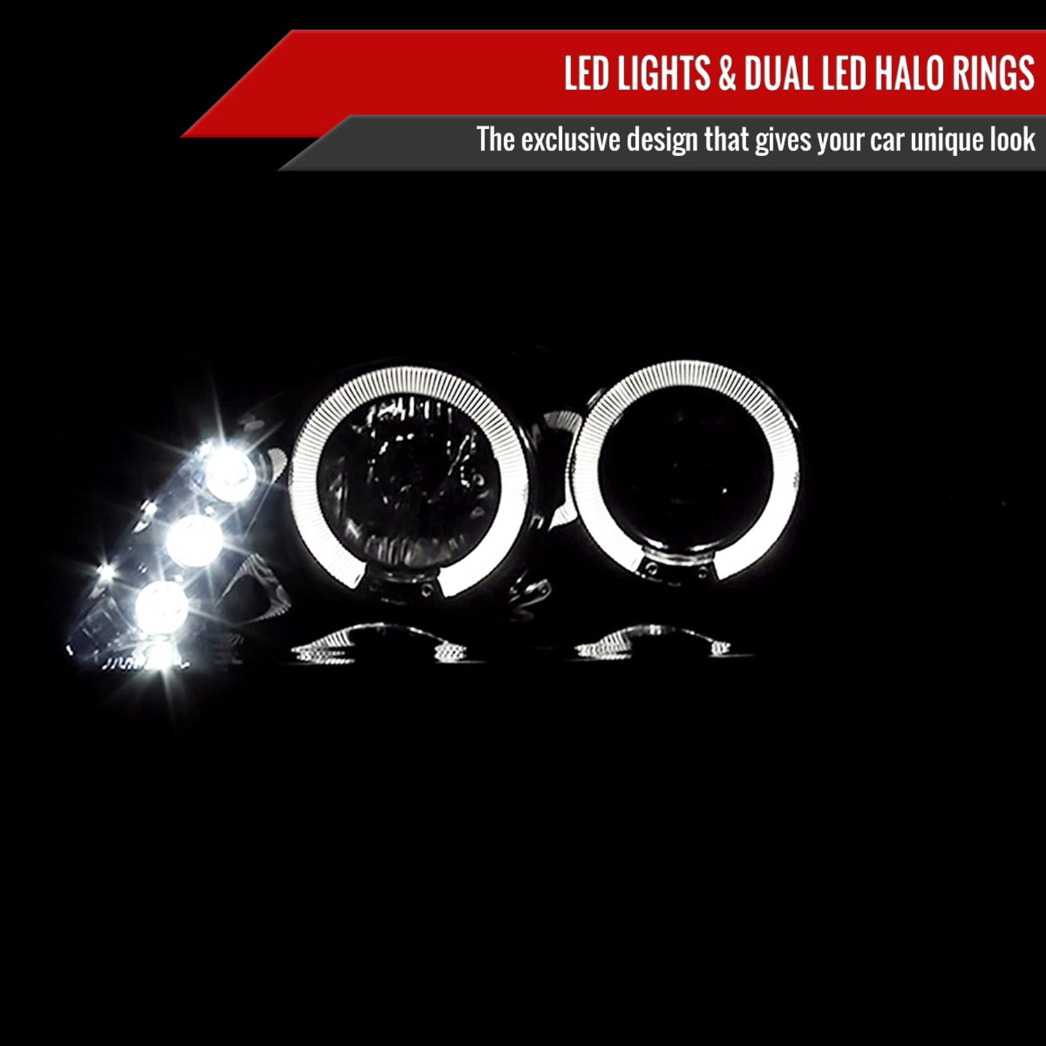 1998-2002 Honda Accord Dual Halo Projector Headlights Glossy Black/Smoke Lens