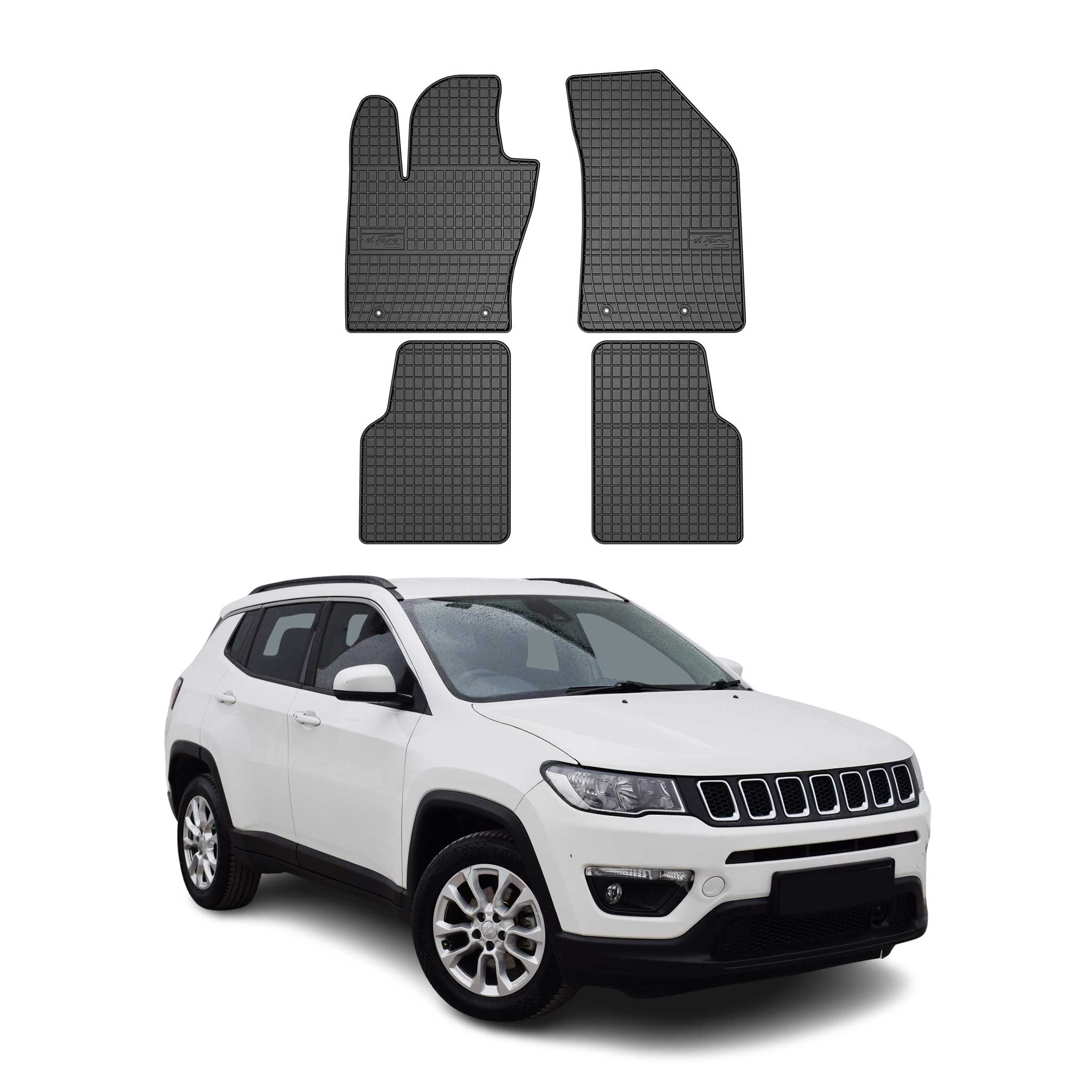 2017-2025 Jeep Compass Floor Mats Liners Full Set All Weather Rubber Black