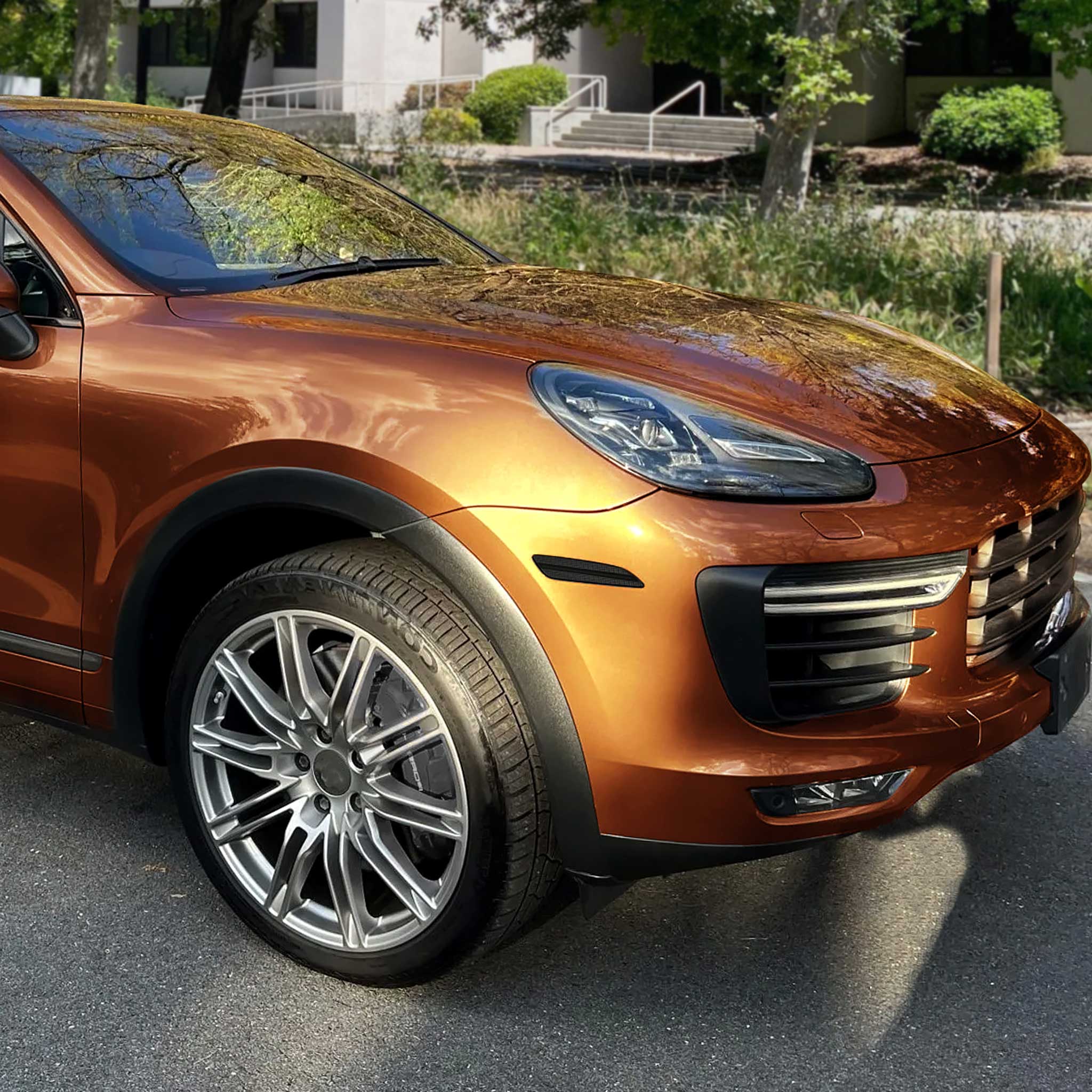 For Porsche Cayenne 958 2015-2018 Front Bumper LED Side Marker Turn Signal Lights Chrome Housing Smoked Lens