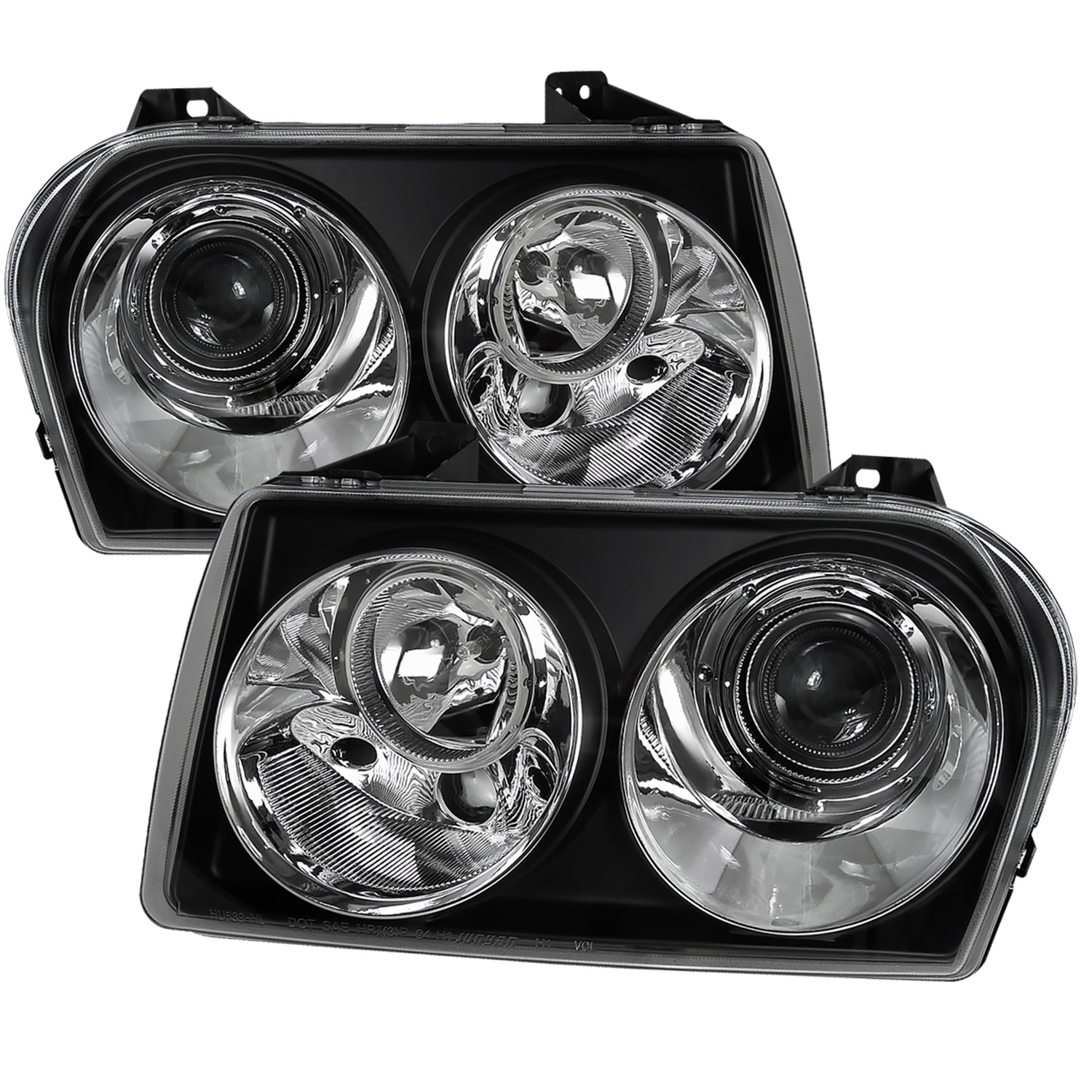 2005-2010 Chrysler 300 Base/LX/Touring Projector Headlights Matte Black/Clear