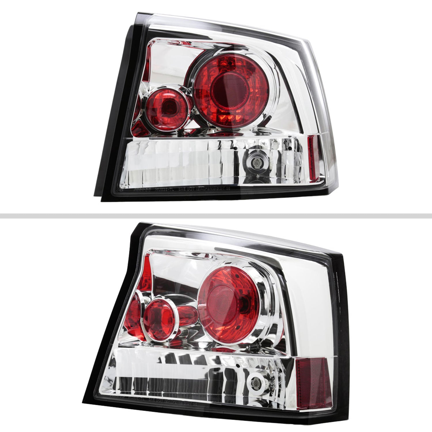 2005-2008 Dodge Charger Tail Lights Chrome Housing/Clear Lens