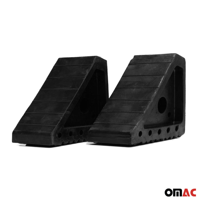 Wheel Tire Chock Blocks Heavy Duty Solid Ribbed Rubber for Car Truck & Trailer