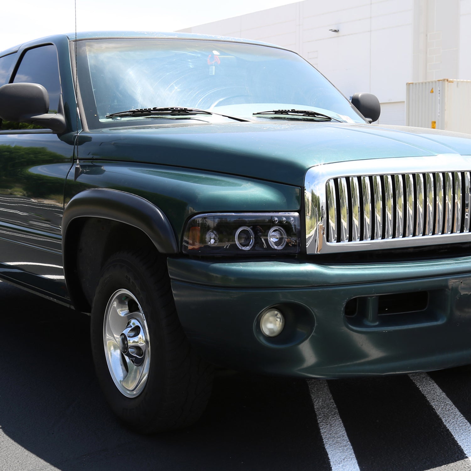 1994-2001 Dodge RAM 1500 2500 3500 Dual Halo Projector Headlights Black/Smoke