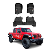 2020-2025 Jeep Gladiator Premium Floor Mats Liners First and Second Row Set Black