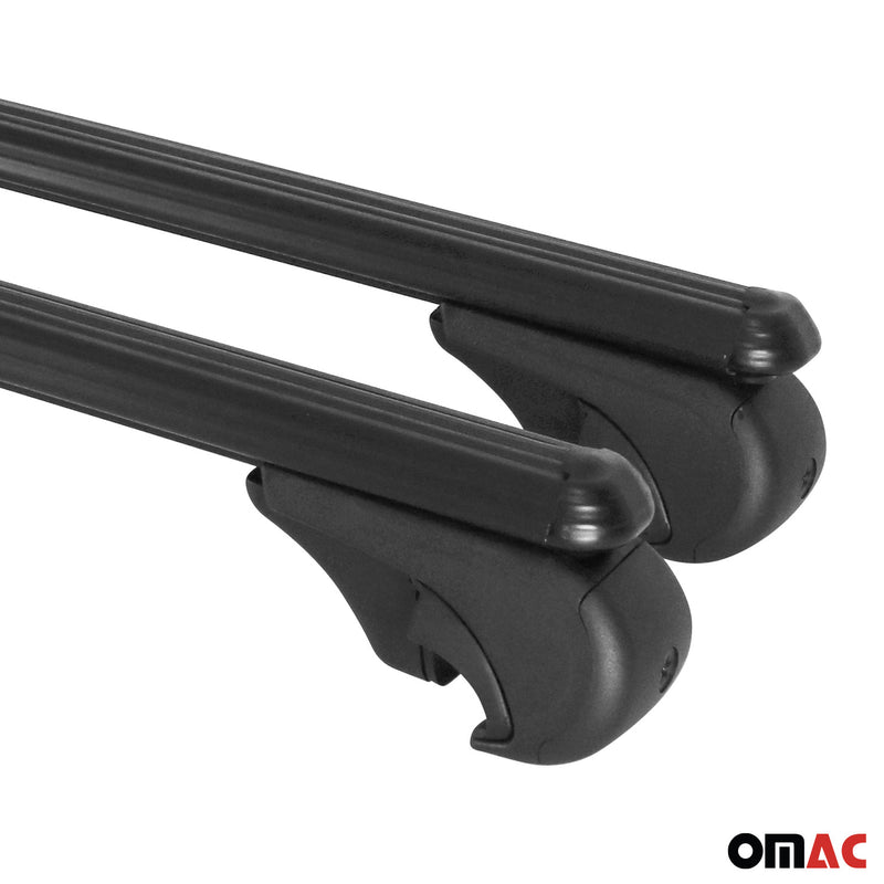 Roof Rack Raised Rail Cross Bars Carrier Lockable 59" 2 Pcs Aluminum Black