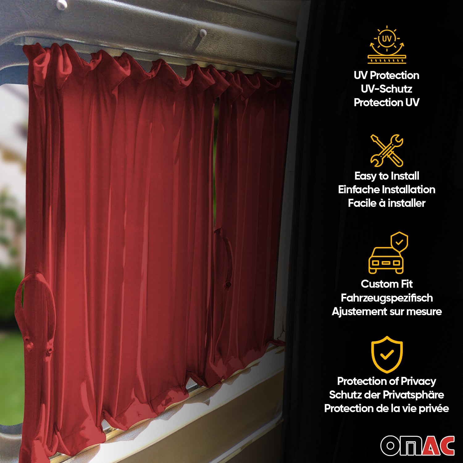 1992-2003 VW Eurovan Side Window Curtain Sunshade Rear Quarter L1 2x Barn Door