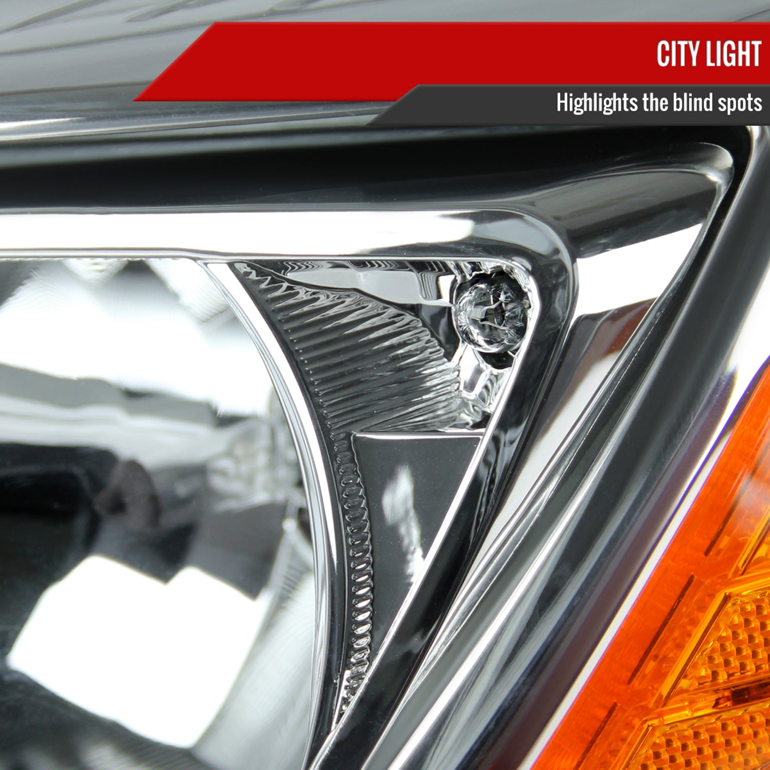 2012-2014 Ford Focus Factory Style Headlights w/ Amber Reflectors Chrome/Clear