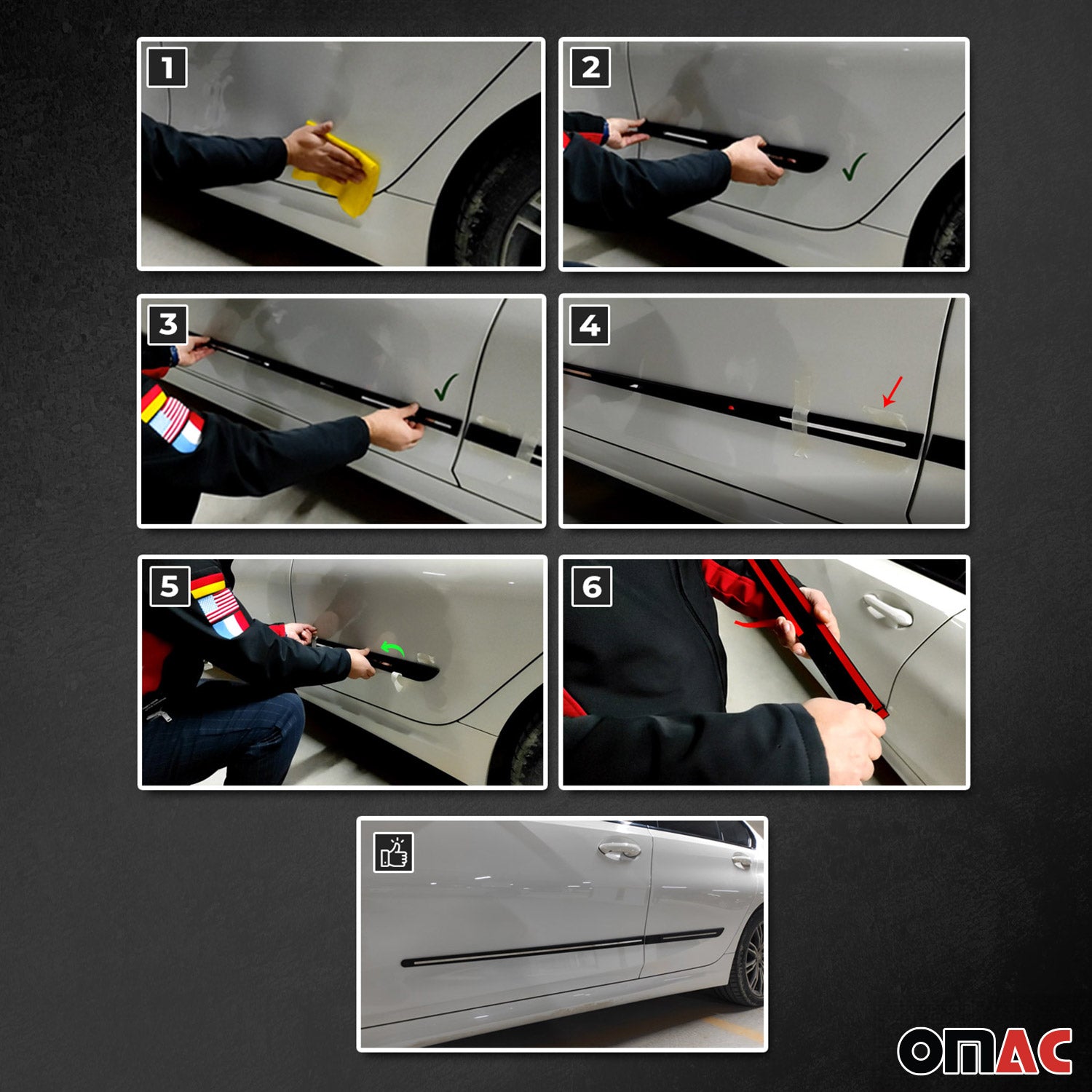Toyota Side Door Molding Trim Skirt Garnish Stainless Steel Silver 4 Pcs