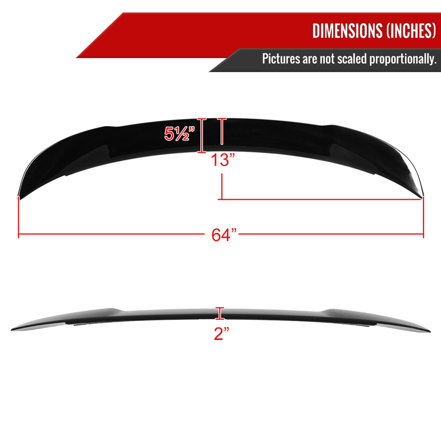 2015-2021 Dodge Charger Glossy Black ABS Hellcat Style Rear Spoiler
