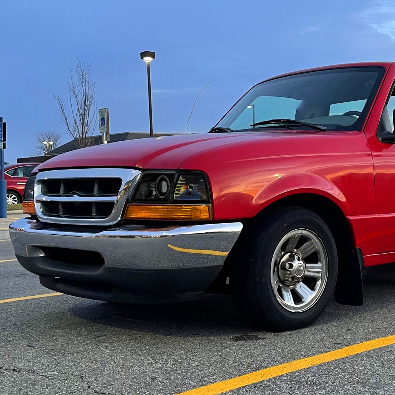 1998-2000 Ford Ranger Halo Projector Headlights Black Housing/Smoke Lens
