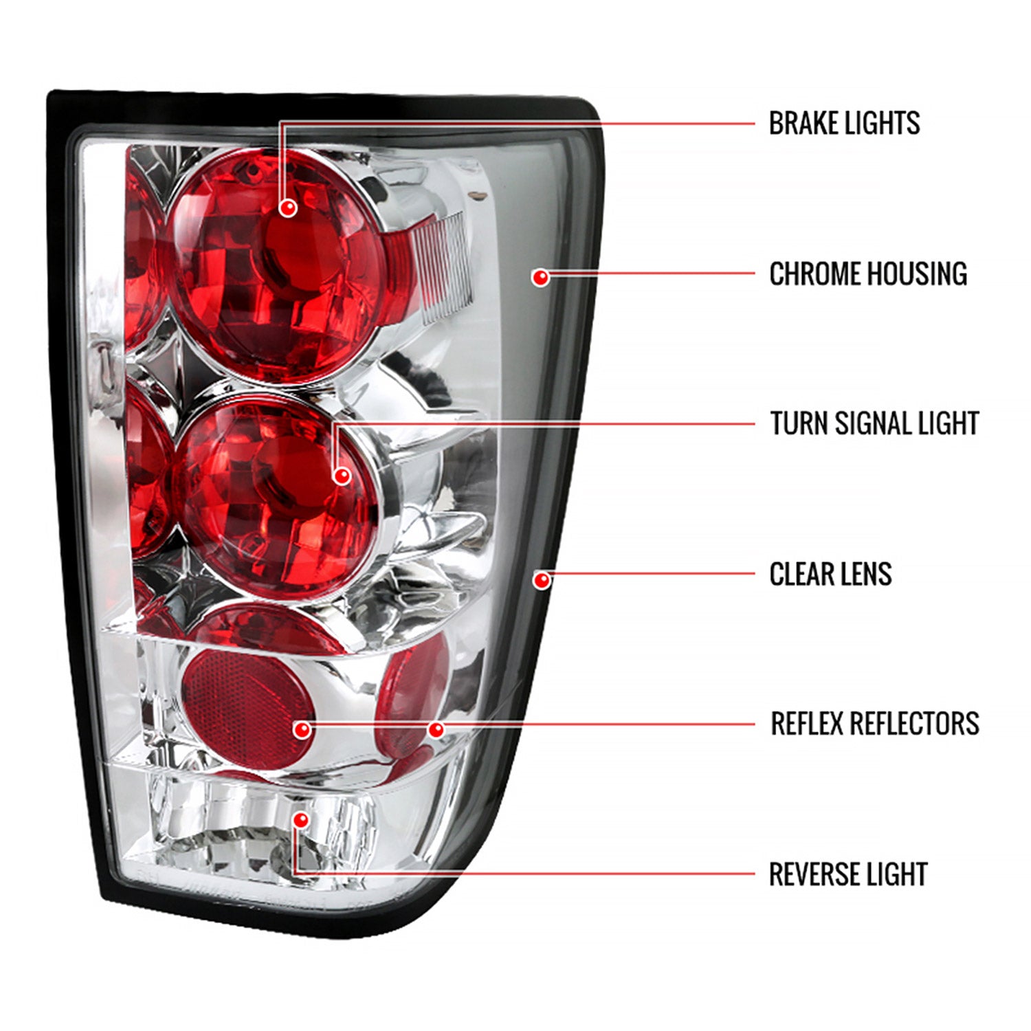 2004-2015 Nissan Titan Tail Lights Chrome Housing/Clear Lens