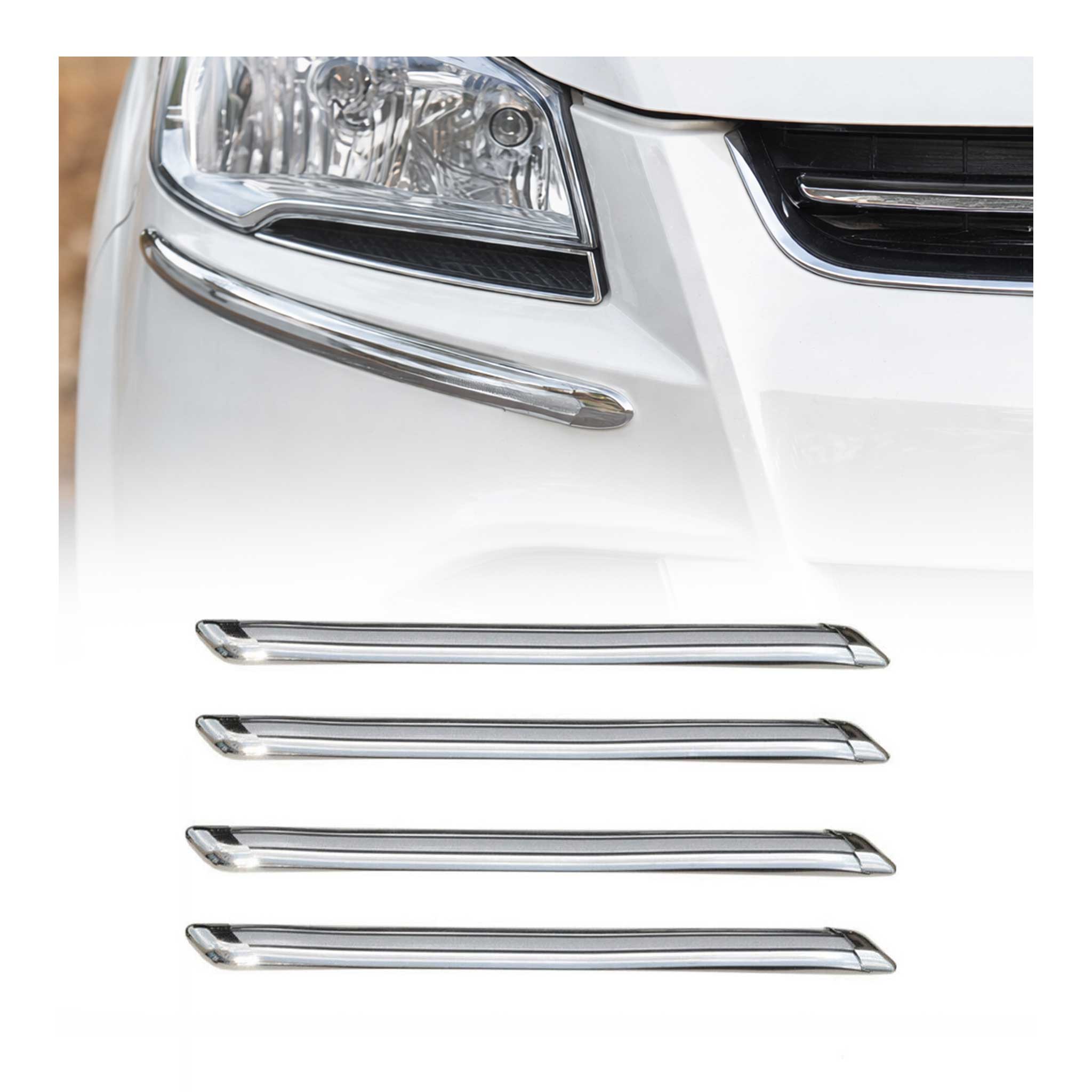 Front Rear Bumper Corner Protector Guard Trim Anti Scratch Silver 4 Pcs