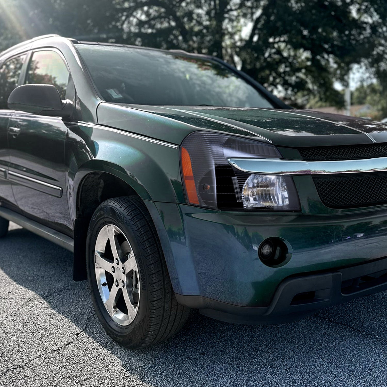 2005-2009 Chevy Equinox Factory Headlights w/Amber Reflector Matt Black/Clear