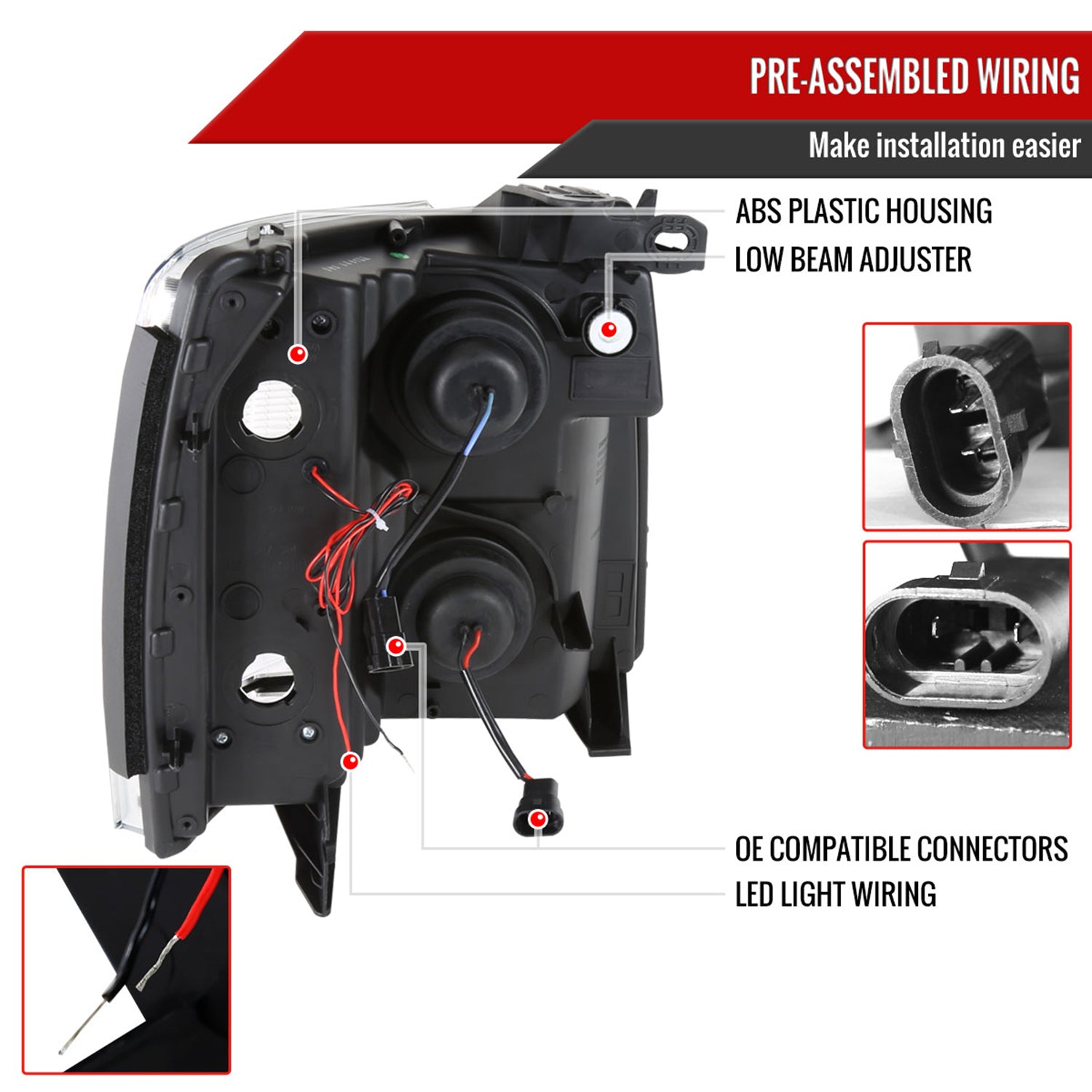 2007-2013 Chevy Silverado 1500 2500HD 3500HD LED C-Bar Headlights Black Smoke