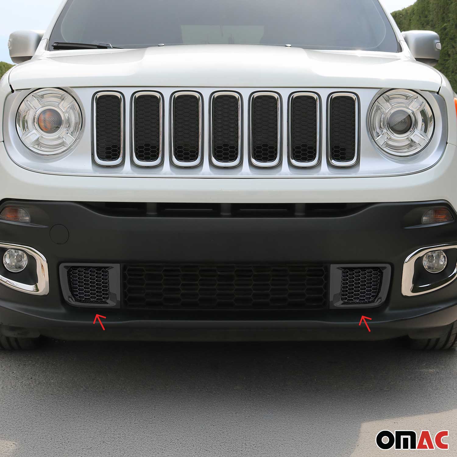2015-2018 Jeep Renegade Front Bumper Trim Molding Dark 2 Pcs