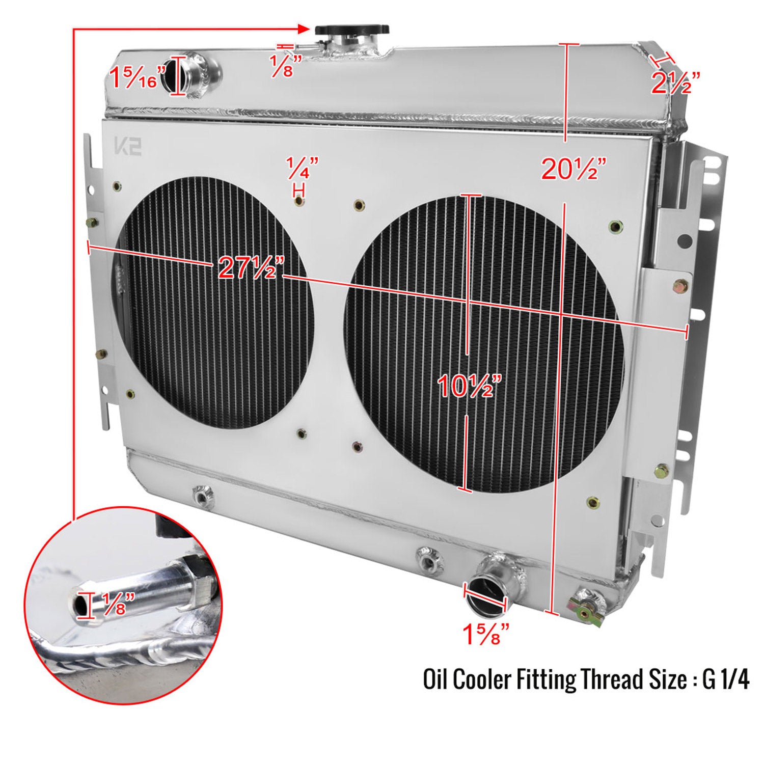 1963-1968 Chevy Impala / Bel Air/ Chevelle 3Row Radiator w Dual Fan Shroud