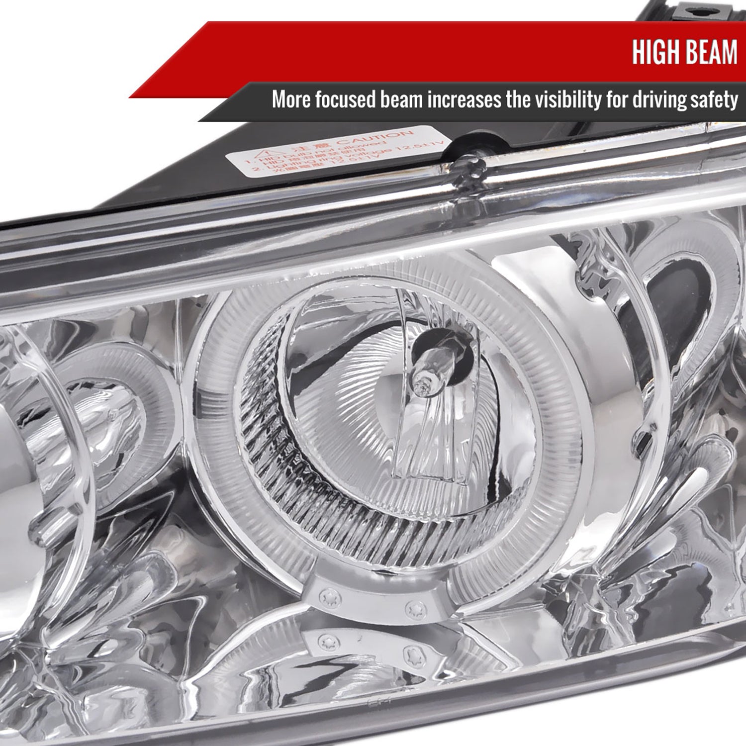 1997-2003 Pontiac Grand Prix Dual Halo Projector Headlights Chrome/Clear Lens