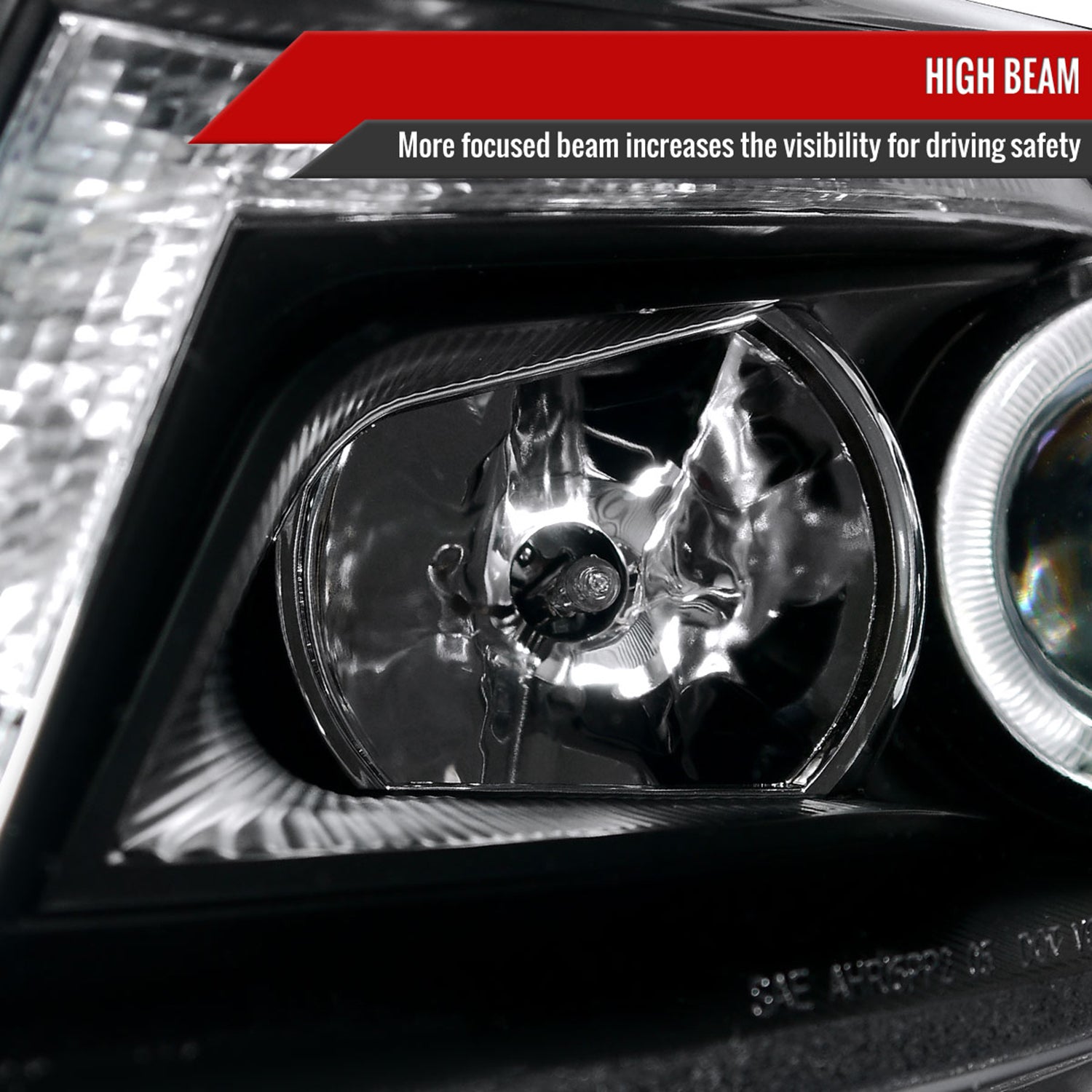 2008-2012 Honda Accord Sedan Single Halo Headlights LED Light&LED Signal Black